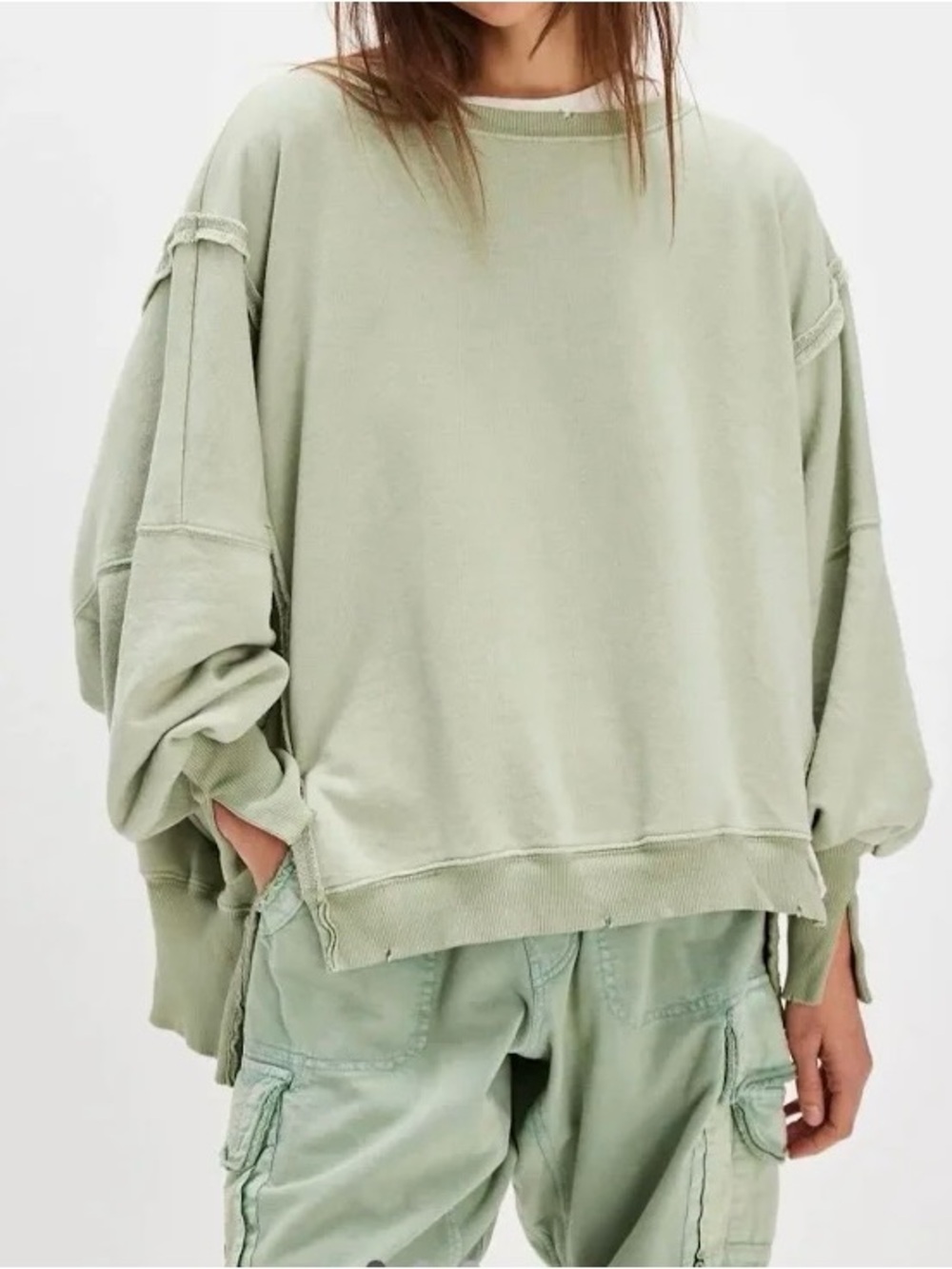 FREE PEOPLE We the Free Mermaid's Tail Green Camden Oversized Sweatshirt